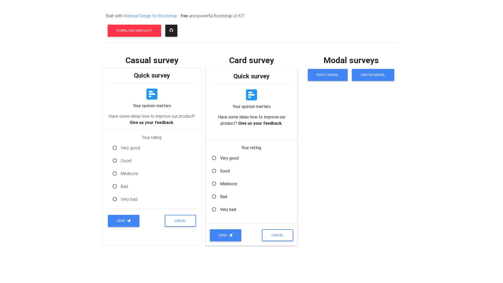 React Bootstrap Survey free examples templates tutorial