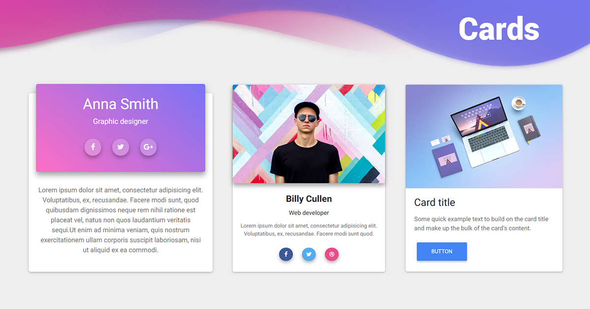 React Material Card Examples