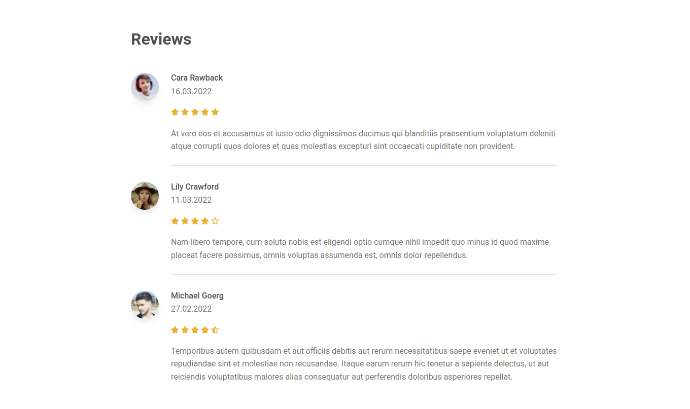 Bootstrap 5 eCommerce Reviews Design Block