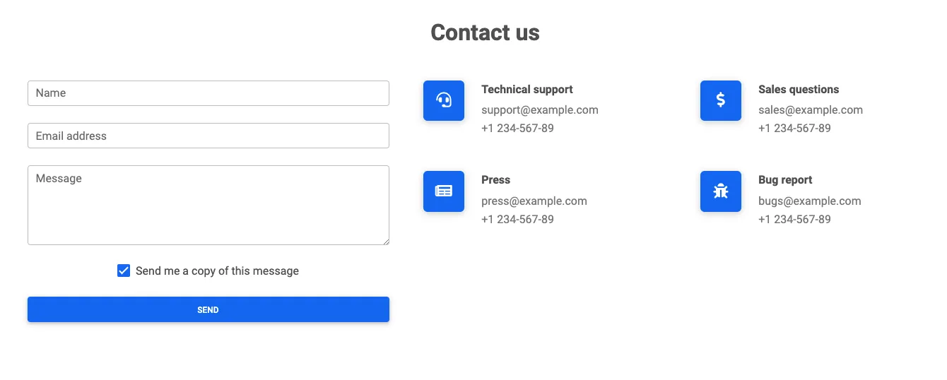 Bootstrap 5 Landing Page Contact Design Block