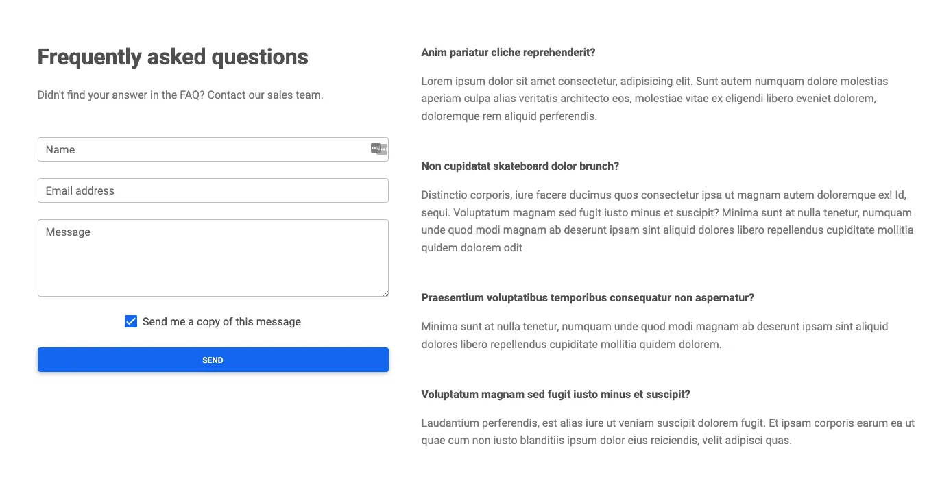 Bootstrap 5 Landing Page FAQ Design Block