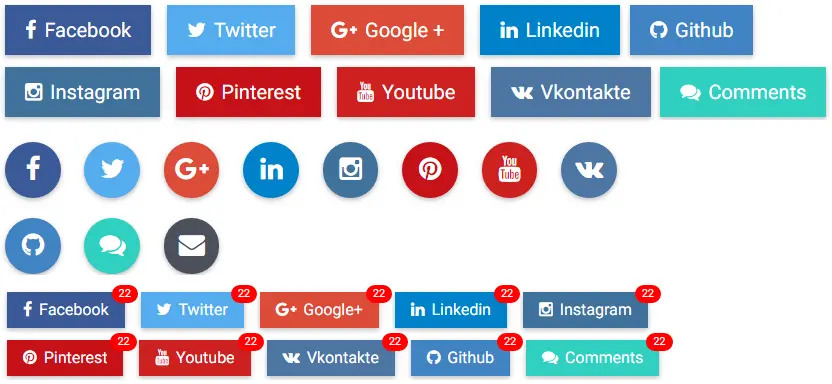 Bootstrap Social Media icons & buttons - examples & tutorial