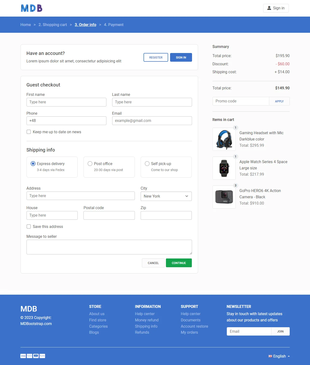Bootstrap 5 eCommerce Checkout Page