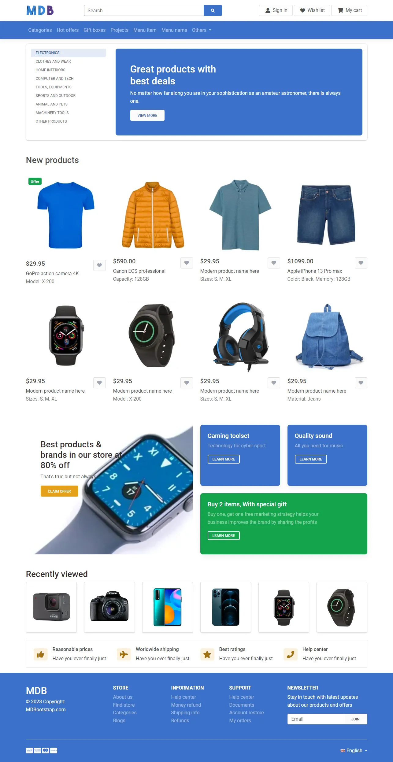Bootstrap 5 eCommerce Website Homepage
