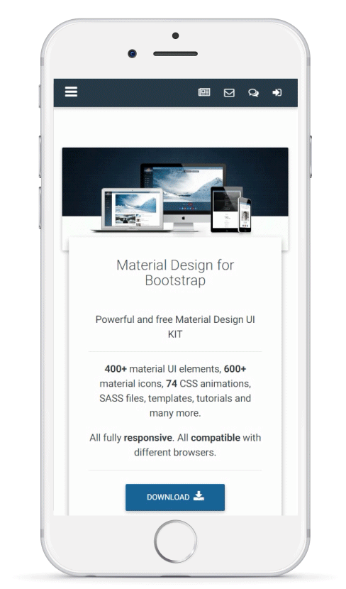 Material Design for Bootstrap - mobile