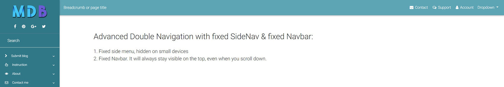 Website with a regular fixed Navbar.