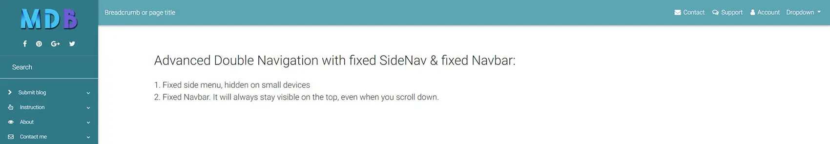 Website with a regular fixed Navbar.