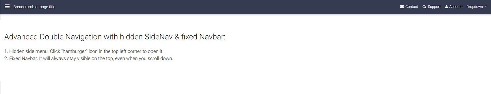 Website with a regular fixed Navbar.