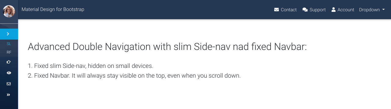 Website with a regular fixed Navbar.