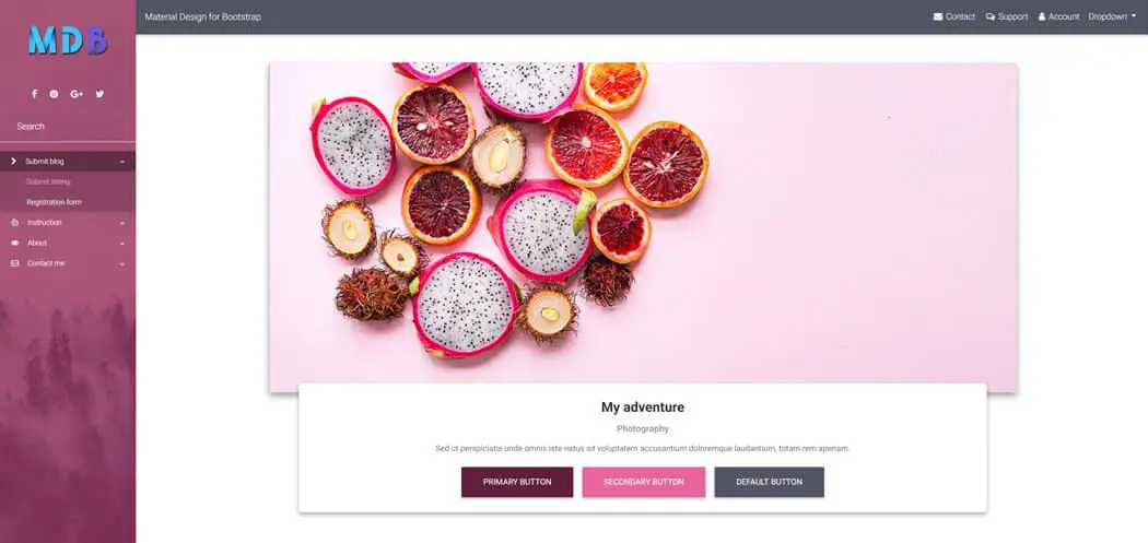 Material Design for Bootstrap pink skin