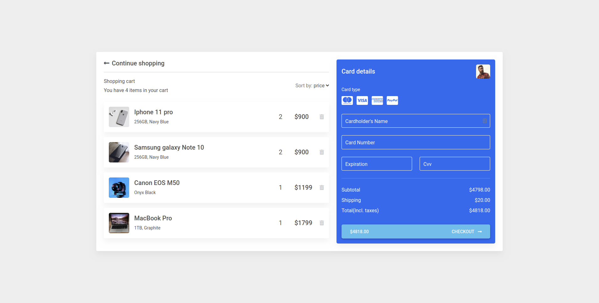 Bootstrap Shopping Carts examples & templates