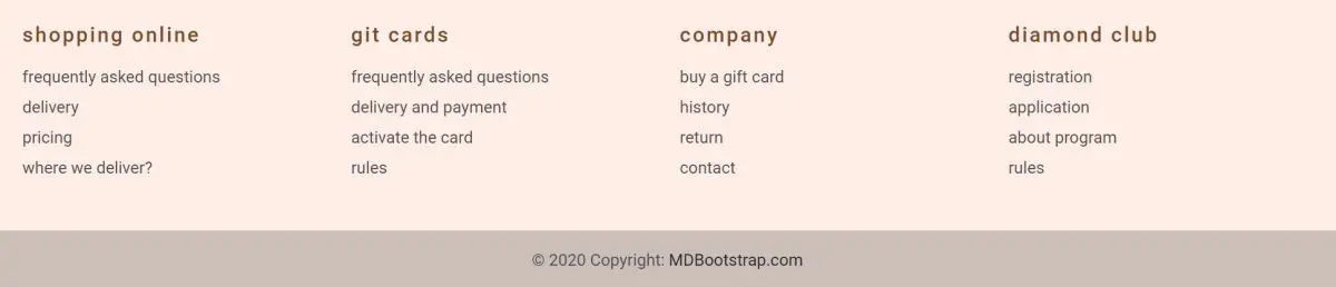 MDB 5 Pink Footer Component