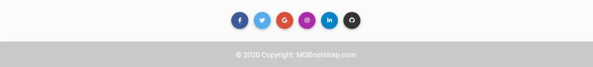 MDB 5 White Footer Component with Colorful Social Buttons