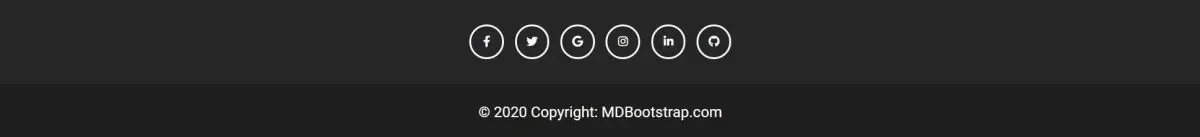 MDB 5 Dark Footer Component with Social Buttons