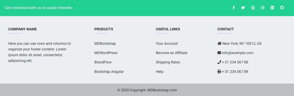 25 responsive Bootstrap Footers examples - various templates, design ...