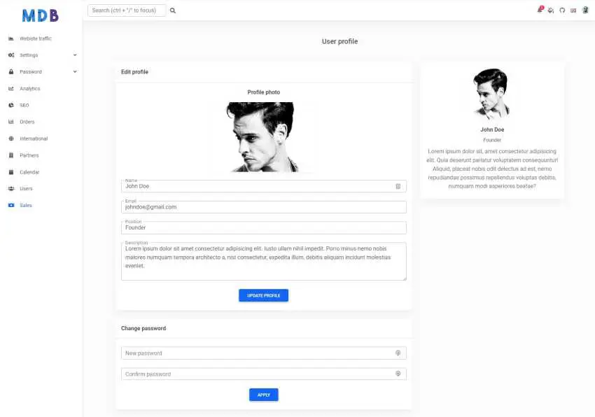Bootstrap 5 User profile