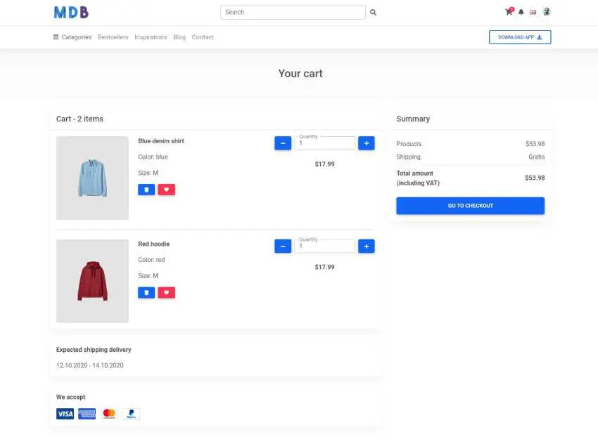 Bootstrap 5 eCommerce Shopping Cart