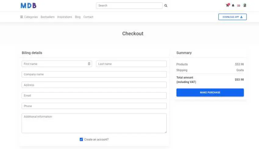 Bootstrap 5 eCommerce Checkout