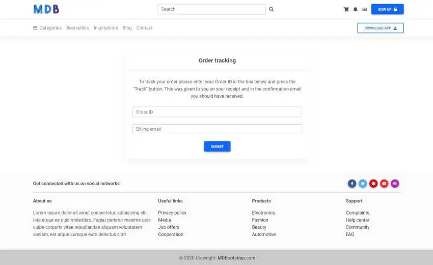 Bootstrap 5 eCommerce Order Tracking