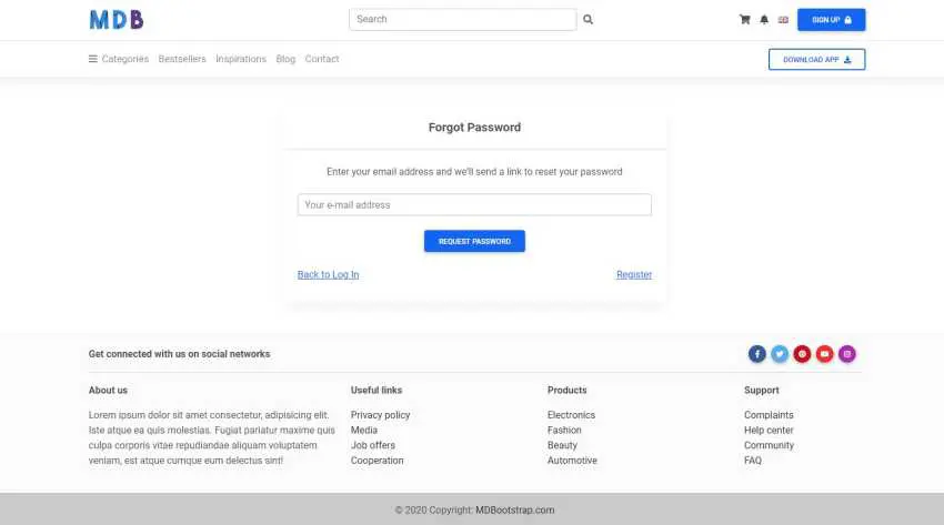 Bootstrap 5 eCommerce Forgot Password Page