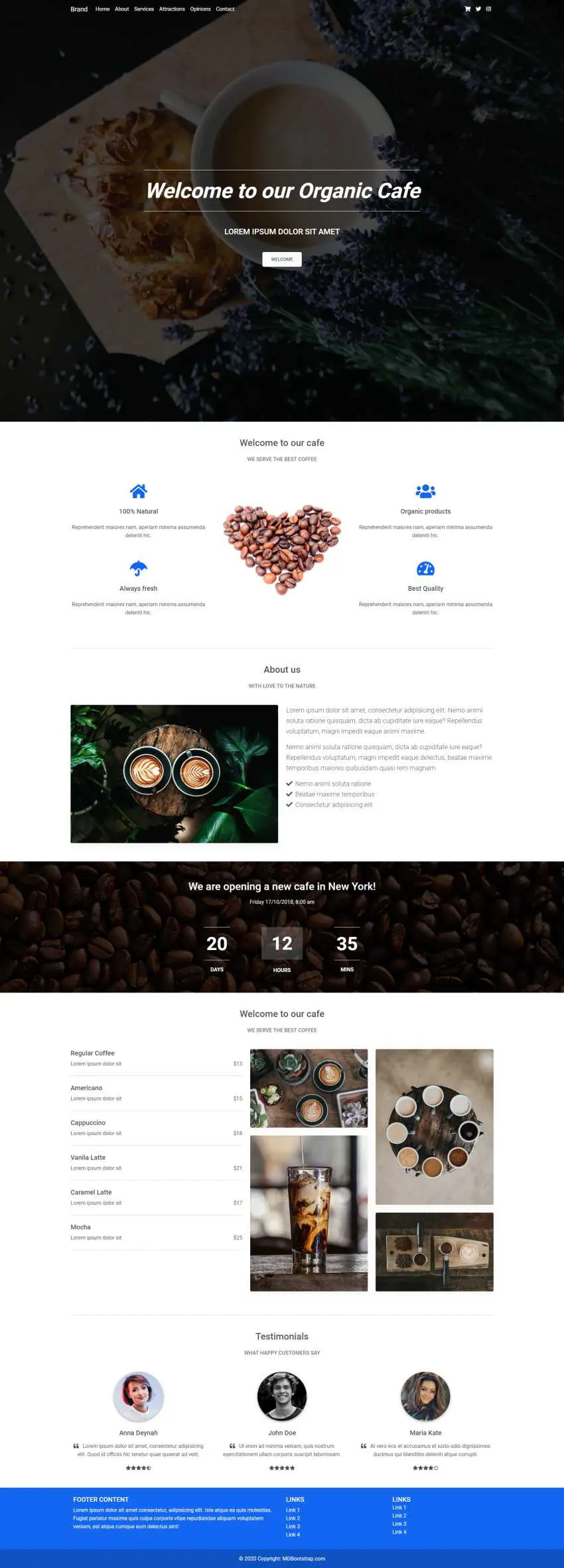 Bootstrap 5 Cafe Landing Page