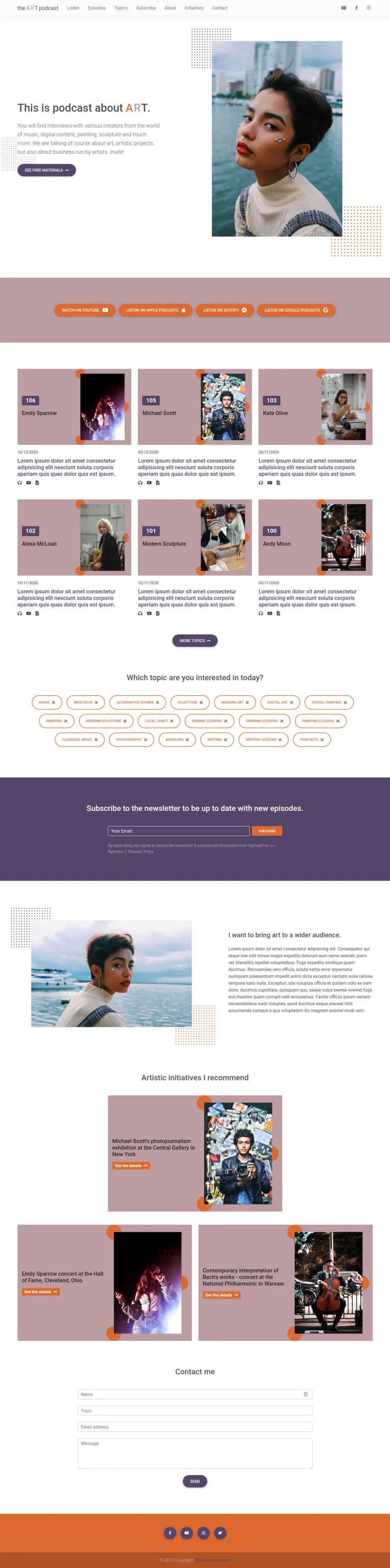 Bootstrap 5 Podcaster Landing Page