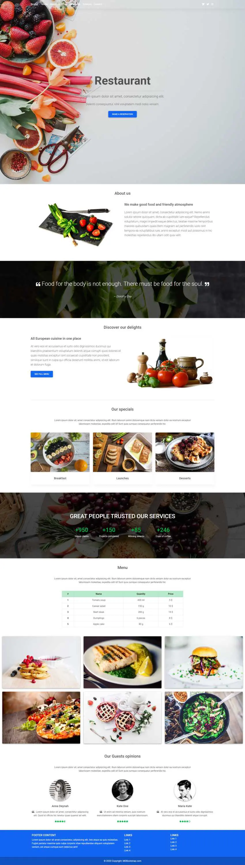 Bootstrap 5 Restaurant Landing Page