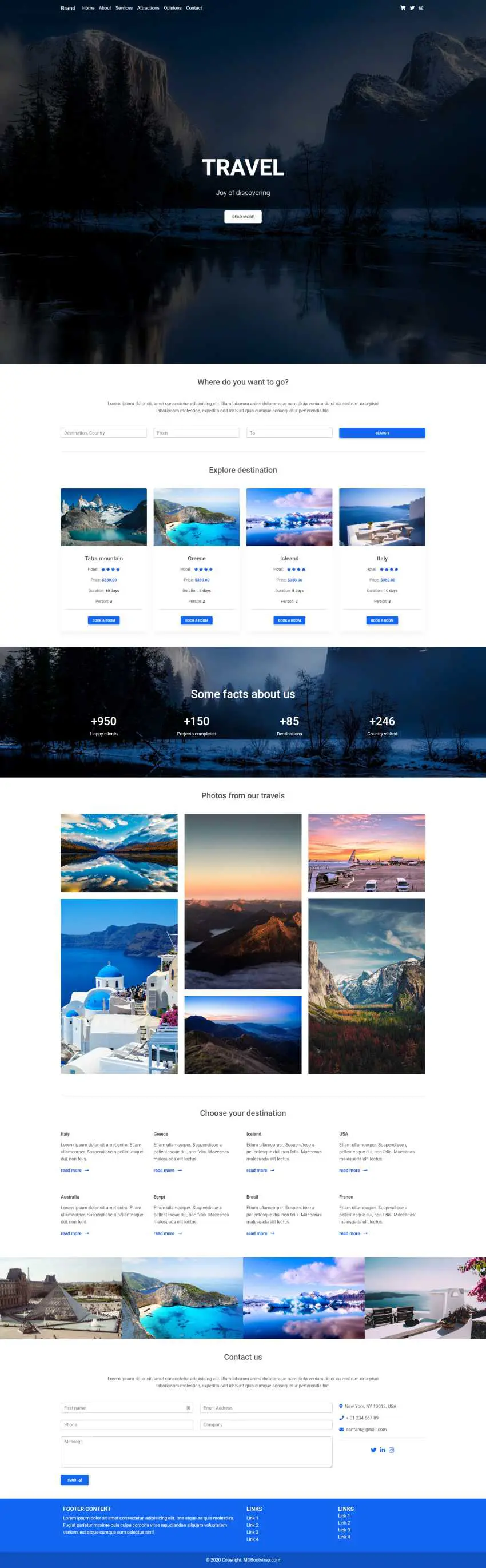 Bootstrap 5 Travel Landing Page