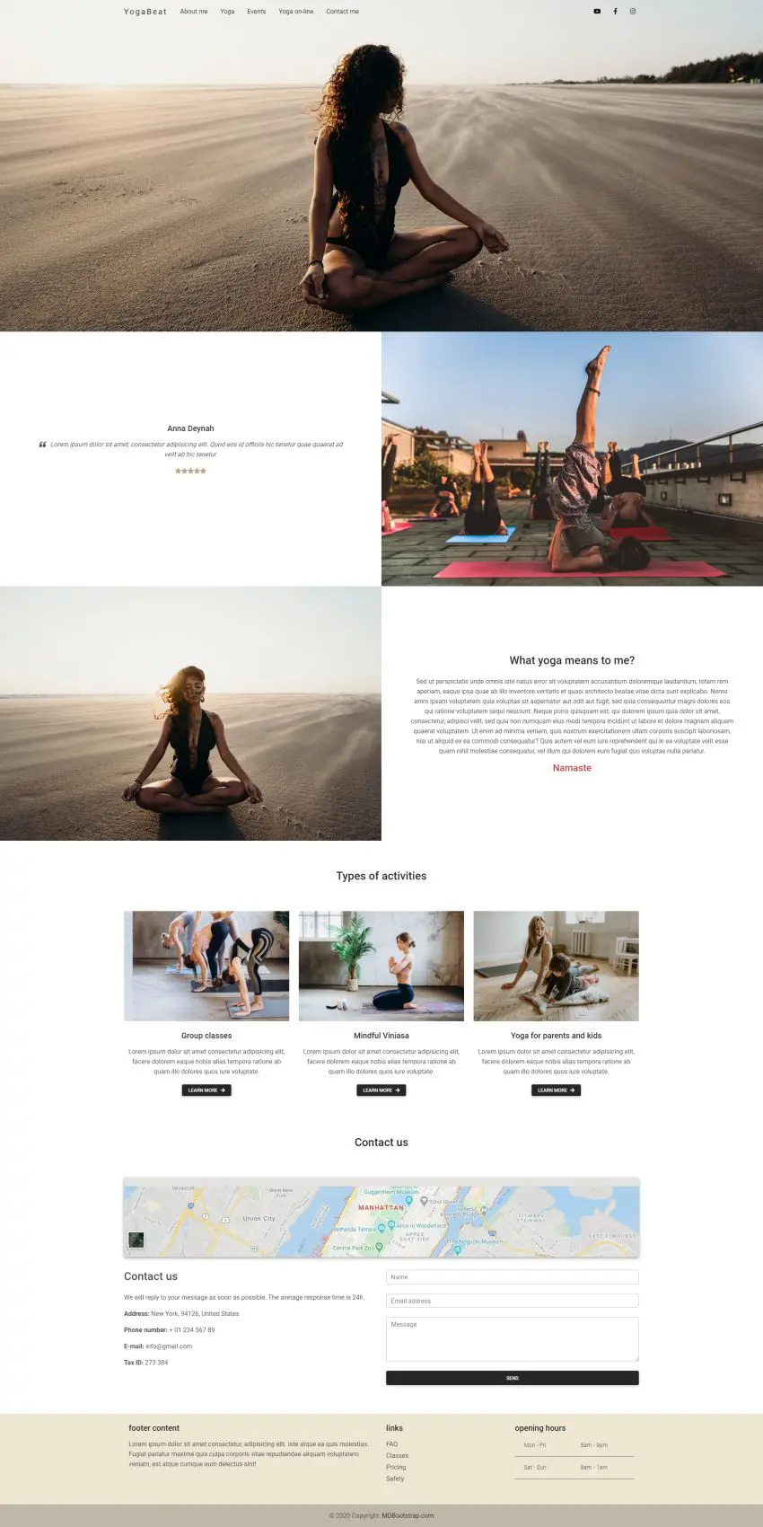 Bootstrap 5 Yoga Teacher Landing Page