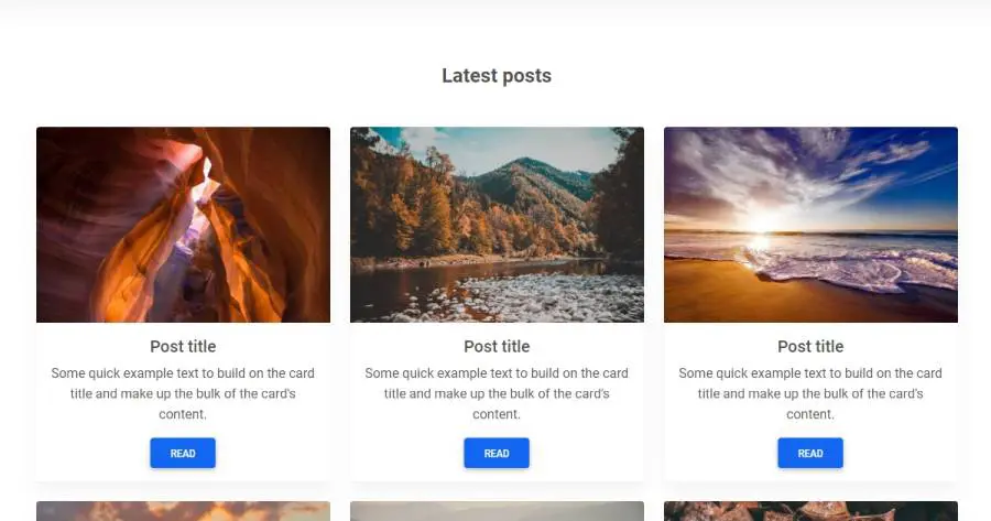 Bootstrap 5 blog template - posts, cards and buttons