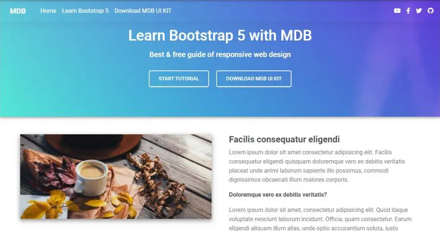Bootstrap 5 video half cover template