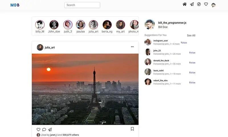 Bootstrap 5 Instagram LAB Project
