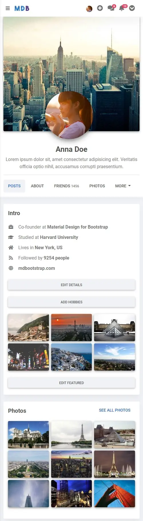 Bootstrap 5 Facebook LAB Project