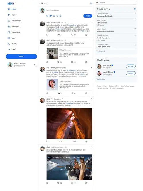 twitter page template