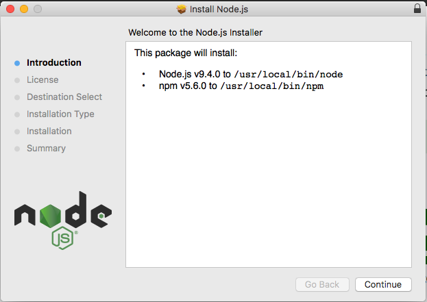 macOS Node.js installation