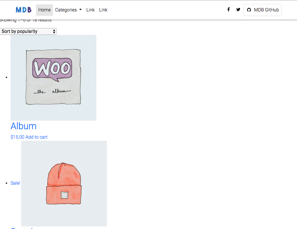 Shop page