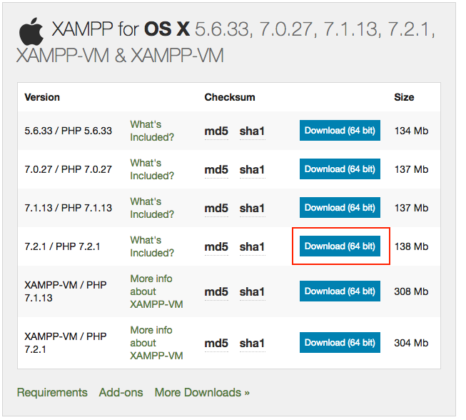 Download XAMPP for macOS