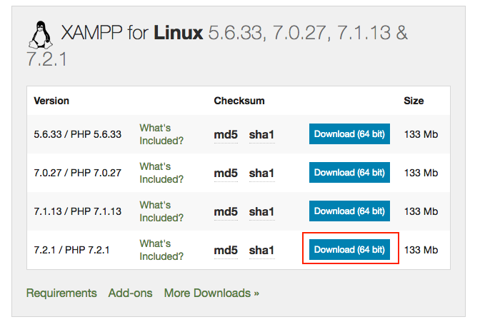 Download XAMPP for Linux