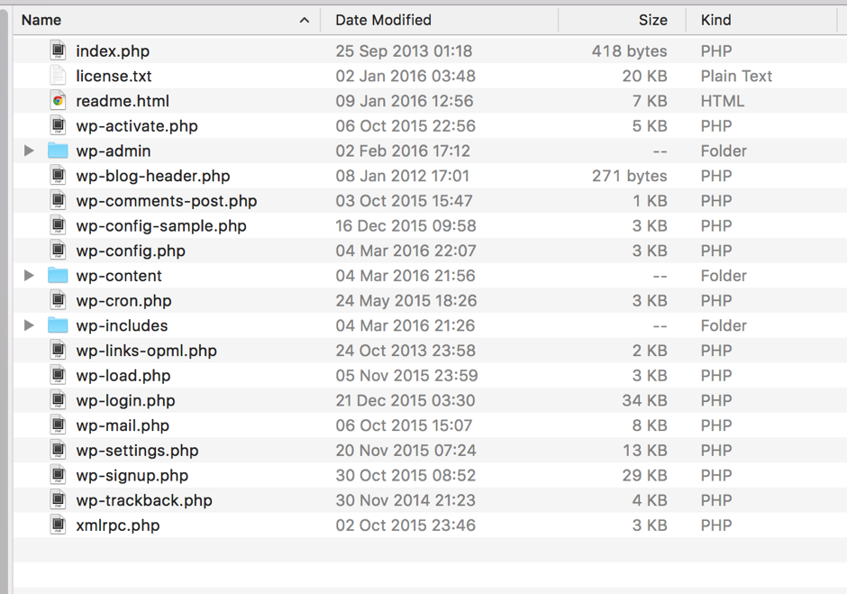 WordPress files
