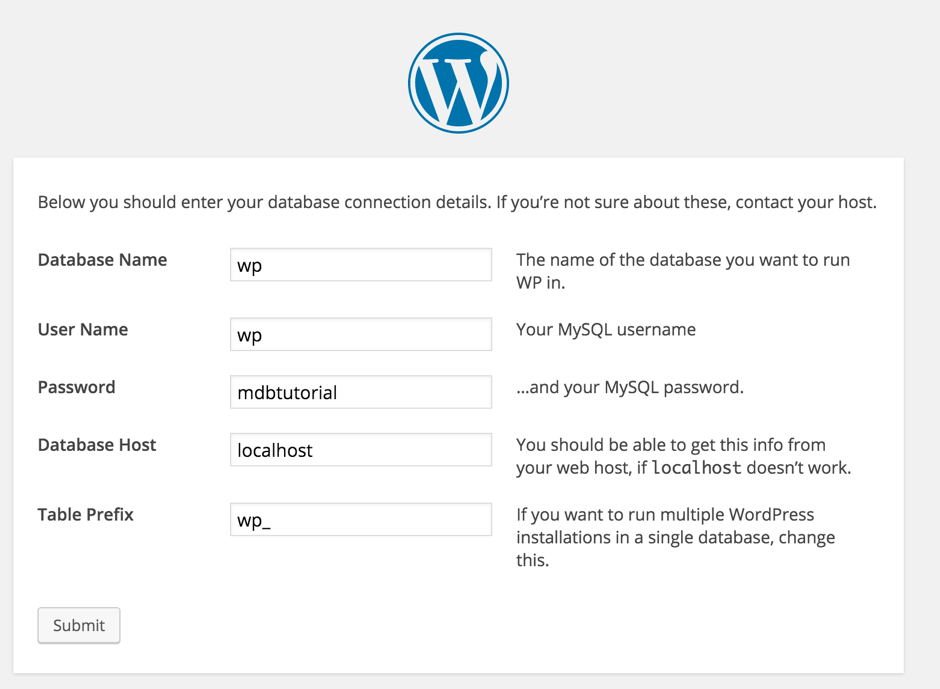 WordPress configuration