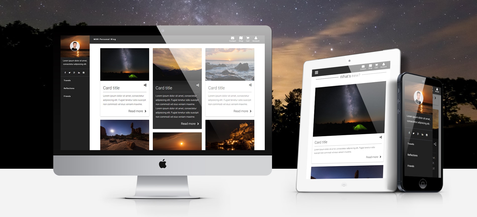 Responsive MDB website displayed on different devices