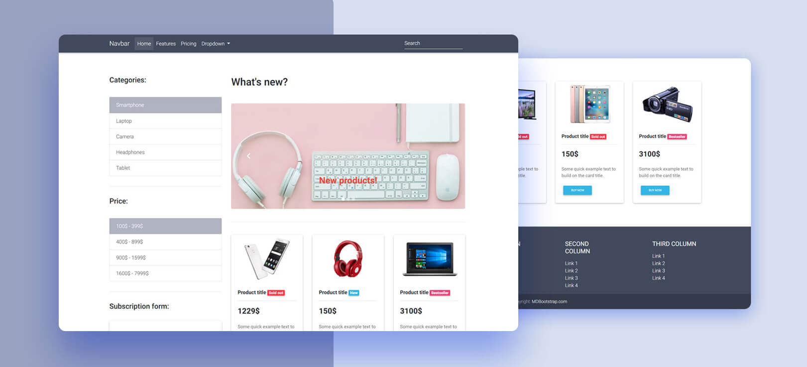 Angular E-commerce components - Bootstrap 4 & Material Design. Examples ...