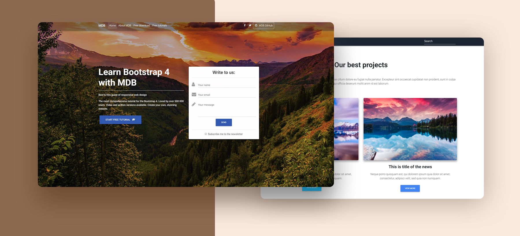 Landing Page Free Template Bootstrap 4 Material Design Material